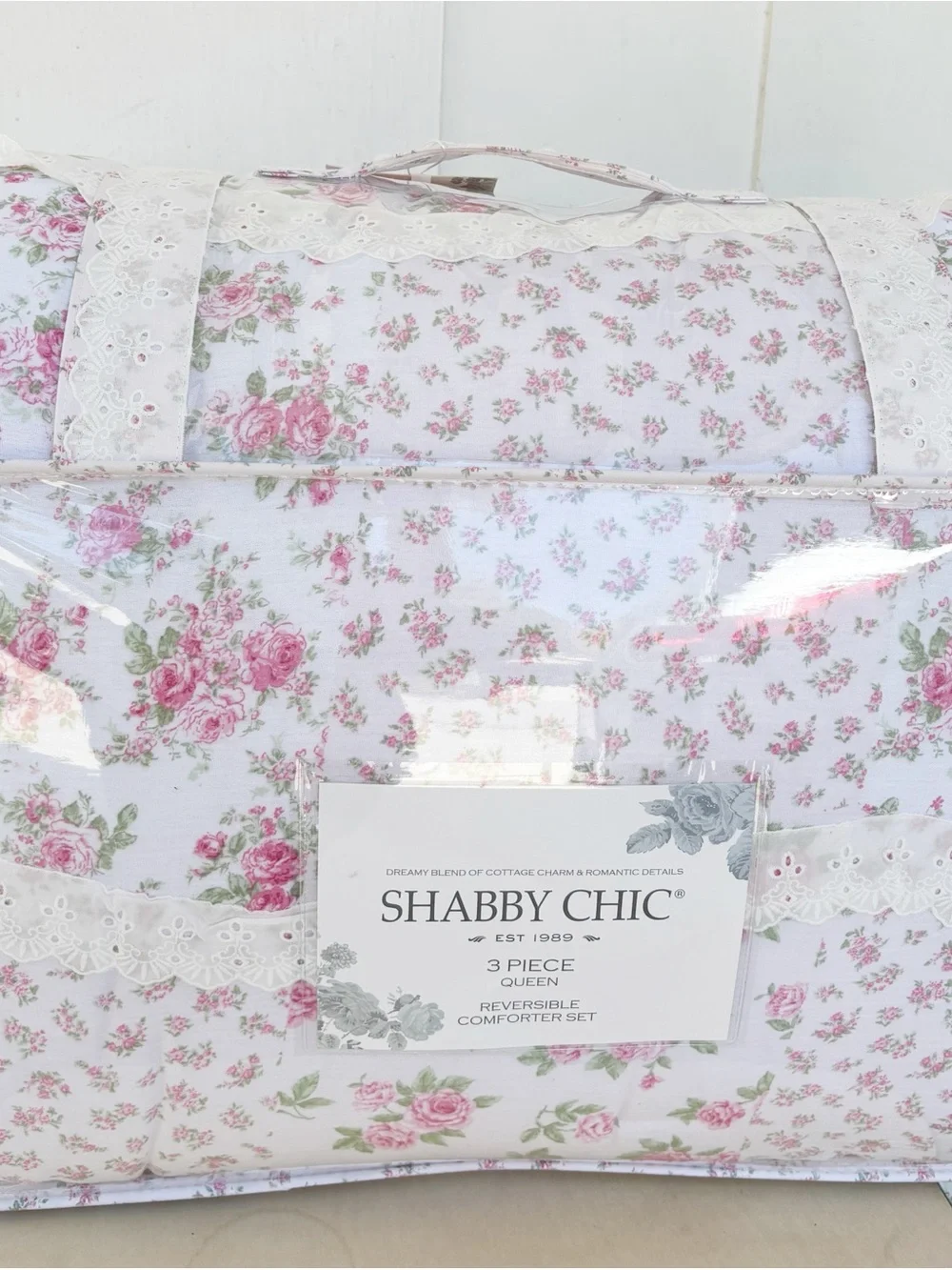 Rachel Ashwell Simply Shabby Chic Blush Pink Rose Comforter Shams Set Queen